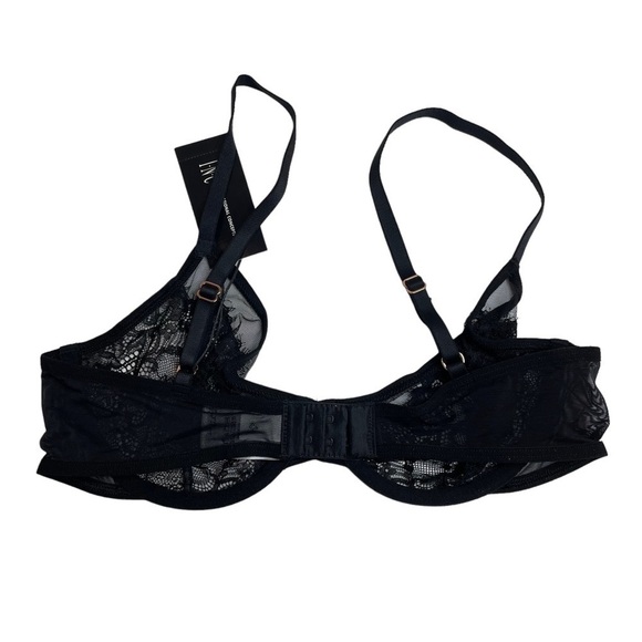 INC Intimates Underwire Lace Bra & Lace Trim Mesh Brief Underwear Black Medium - Picture 4 of 13